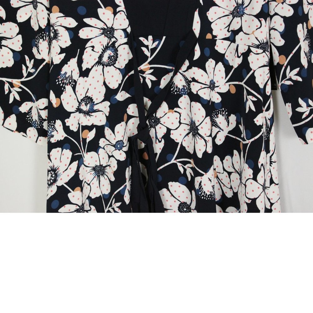 NWT Eloquii Navy Floral Tie-Back Waist Dress - Picture 8 of 12